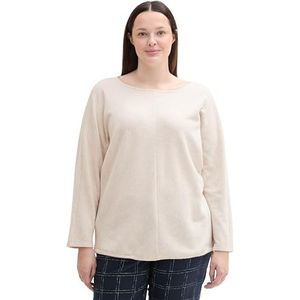 TOM TAILOR Dames Plussize T-shirt met lange mouwen, 25955 - Dusty Beige Melange, 46 NL