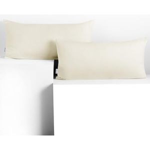 DecoKing Amber-kussenslopen 40 x 80 cm, katoen, rits, ecru, 2 stuks