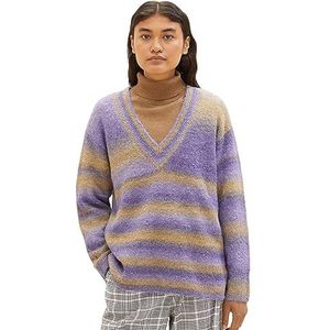 TOM TAILOR Denim Gebreide damestrui met batikstrepen, 32636-lilac beige Colorflow, L