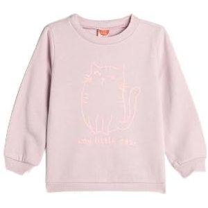 Koton Babygirl Sweatshirt Cat Bedrukt Lange Mouwen Crew Neck Katoen, Paars (370), 2-3 jaar