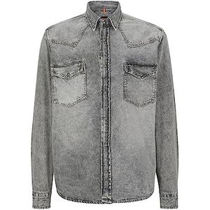 BOSS Lebop Relaxed-Fit overhemd voor heren, van puur katoen-denim, zwart 5., M