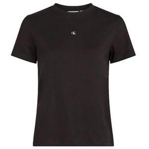 CK JEANS Dames WOVEN LABEL REGULAR TEE J20J225243, zwart (K zwart), L, Zwart (Ck Zwart), L