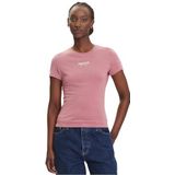 Tommy Jeans - ESSENTIAL - T-shirt - Rosa/Wit - Slanke Pasvorm
