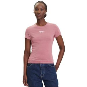 Tommy Jeans - ESSENTIAL - T-shirt - Rosa/Wit - Slanke Pasvorm