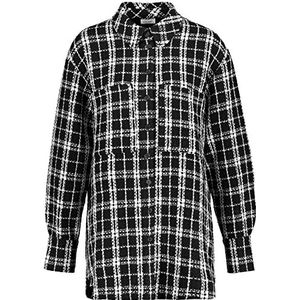 Gerry Weber Geruite blousejas voor dames, lange mouwen, manchet geruit, zwart/ecru/wit geruit, 42