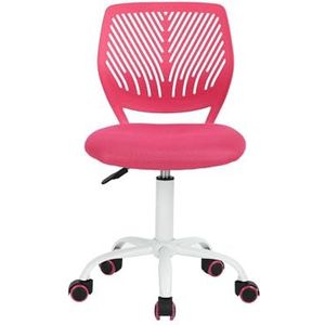 FurnitureR Eetkamerdraaistoel, 1 x keukenstoel, gestoffeerde stoel, draaistoel, comfortabele stoel met wielen, rugleuning, armloze stoel voor eetkamer, woonkamer, roze M