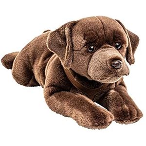 Uni-Toys - Labrador bruin, liggend (met servies) - 60 cm (lengte) - pluche hond, huisdier - pluche dier, knuffeldier