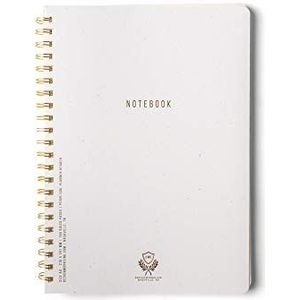 DesignWorks Ink A4-21 cm x 29,5 cm gespikkeld ivoorwit gestructureerd papier notitieboek dagboek met gouden accenten, gelinieerde pagina's en duurzame spiraalbinding voor werk, schrijven, journaling