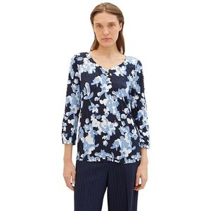 TOM TAILOR T-shirt voor dames, 34757 - Blauwe Geometrische Print, 3XL