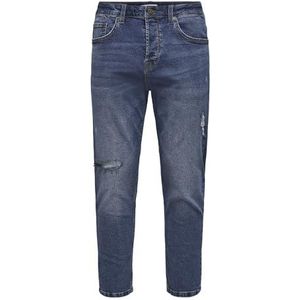 ONLY & SONS Men's ONSAVI Beam Crop dam PK 2104 Jeans, Blue Denim, 28/32