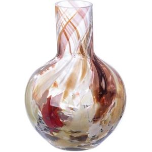 Bolle Vaas - Gekleurd Glas - Bruin-Rood-Beige - Handgemaakt in Europa