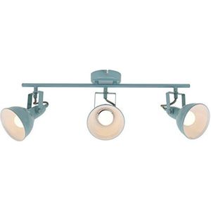 Briloner Leuchten Plafondlamp, plafondlamp met 3 draai- en zwenkbare spots in retro/vintage design, fitting: E14 max. 40 watt, metaal, afmetingen: 554 x 100 x 181 mm, kleur: mint wit