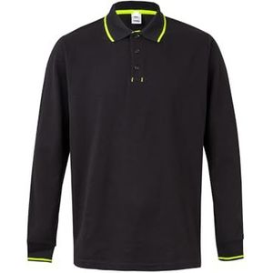 Velilla 105515 0/20 - NEGRO/AM.FLUOR XXL Bicolor poloshirt met lange mouwen, zwart, maat XXL