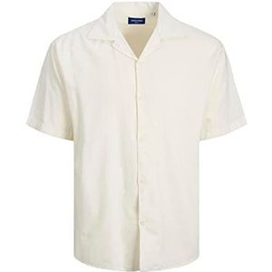 JACK & JONES Jorbelize Linen Resort Shirt Ss Shirt met korte mouwen voor heren, cloud dancer, L