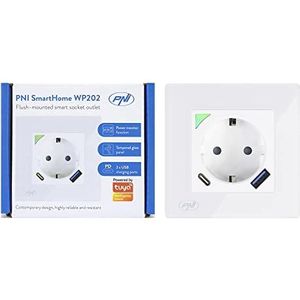 PNI SmartHome WP202 WiFi smart socket, verborgen montage, internetcontrole, speciale Tuya Smart-applicatie, compatibel met Amazon Alexa en Google Home