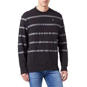 G-STAR RAW Heren Placed sw r Sweater, Multicolor (dark Black/Granite Stripe B782-D524), S