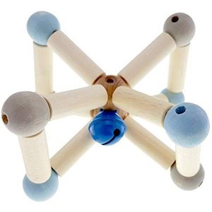 Hess houten speelgoed 1121 - rammelaar van hout, Twist nature blue, vanaf 3 maanden, ca. 8 x 8 x 6 cm, cadeau voor geboorte of doop