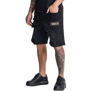 Gianni Kavanagh Black Neverland Denim jeansshorts voor heren, zwart, S