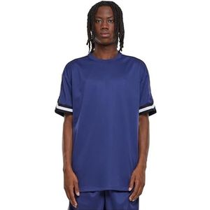 Urban Classics Heren T-shirt Oversized Stripes Mesh Tee, T-shirt met korte mouwen voor heren, oversized fit, gekartelde mouwzoom, maten S-XXL, dark blue, L