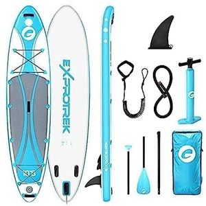 Exprotrek Stand Up Paddle Board, Opblaasbaar SUP Board, Stand Up Paddle Board Set, 6 inch dik voor alle vaardigheidsniveaus met Paddle en complete accessoires 200KG MAX,327 x 77 x 16 cm,Blu/Grigio