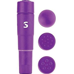 Neon by Pipedream Shots Toys - Fourplay vibrator met 4 verschillende opzetstukken - 10 cm lang - violet