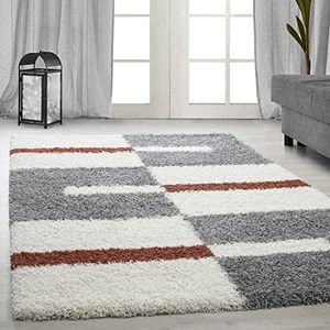 Shaggy Hoogpolig tapijt gestreept langpolig woonkamer