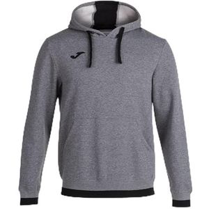 Joma 3XS sweatshirt met capuchon Comfort II, uniseks, volwassenen, grijs gemêleerd, zwart