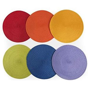 Excelsa Ronde Set van 6 Placemats, veelkleurig, Diameter: 36 cm, Pack van 6