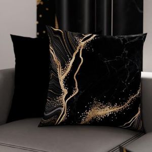 PETTI Artigiani Italiani - 1 paar kussenslopen 65 x 65 cm van microvezel, decoratief kussen voor slaapkamer, bank, woonkamer, set van 2 kussenslopen, zwart marmer, 100% Made in Italy