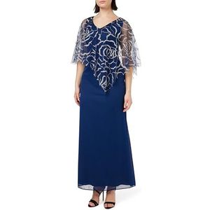 Gina Bacconi Chiffon tankjurk met asymmetrische capelet cocktail voor dames, marineblauw, 38