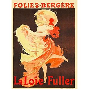 BB7986B Poster, motief Wee Blue Coo reclame, theater danser loie fuller NoUVEAU folie Bergere Parijs, 30 x 40 cm