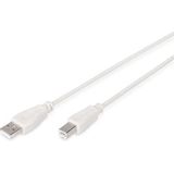 DIGITUS USB 2.0 aansluitkabel - 1.8m - USB A (St) naar USB B (St) - 480 Mbit/s - aansluitkabel, USB-compatibel - beige
