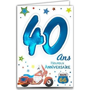 Age Mv 69-2031 verjaardagskaart, 40 jaar, heren, motief Moto Route 66 USA United States of America sterren