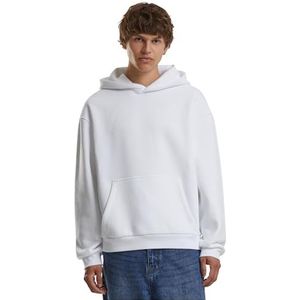 Build Your Brand Fluffy Hoody, casual hoodie voor heren, loose fit, maten S-5XL, wit, 3XL