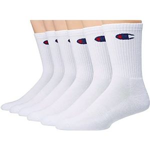 Champion Heren Crew Sok (Pack van 6), Wit, Shoe Size: 12-14