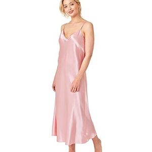 Indigo Sky Samsara Lange Satijnen Chemise Nachthemd, Roze gloed, 46-48