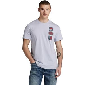 G-STAR RAW Heren Multi Badge R T T-shirt, Grijs (Icelandic Blue D23903-336-g081), S