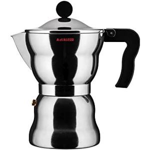 Alessi AAM33/6 Moka espresso coffee machine aus Aluminiumguss black, 6 Tasse