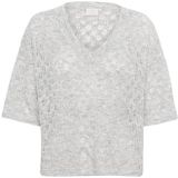Kaffe - Lichtgrijs Melange - V-hals Pullover Trui - Dames