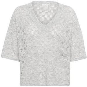 Kaffe - Lichtgrijs Melange - V-hals Pullover Trui - Dames