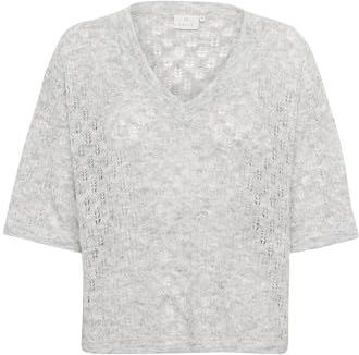 Kaffe - Lichtgrijs Melange - V-hals Pullover Trui - Dames