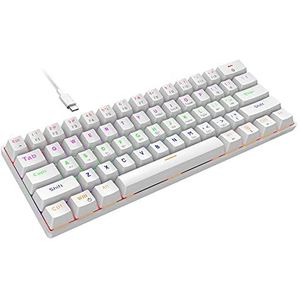 Snpurdiri - Mini Gamingtoetsenbord - Wit - 60% Compact - RGB Achtergrondverlichting