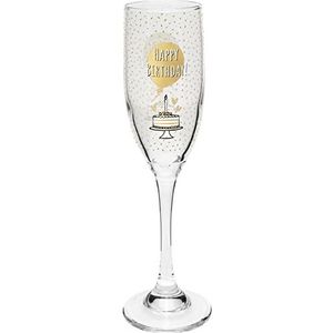 GRUSS & CO 47828 champagneglas met spreuk Happy Birthday, glas, 20 cl