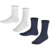 FALKE Uniseks-kind Sokken Happy 2-Pack K SO Katoen Eenkleurig Multipack 2 Paar, Veelkleurig (Sortiment 0040), 31-34