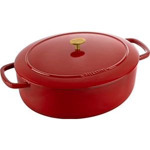 BALLARINI Bellamonte Cocotte, Dutch Oven, braadpan geëmailleerd, gietijzeren braadpan, ovaal, 37 cm, 9,5 liter, rood