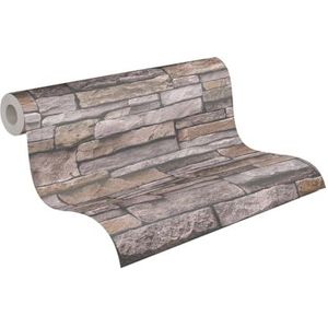 Steenbehang beige bruin A.S. Création Bricks & Stones 388133 3D behang steenlook 10,05 m x 0,53 m Made in Germany