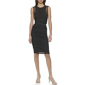 DKNY Dames Side Rush Mesh Rok, Black, XXS, zwart, XXS