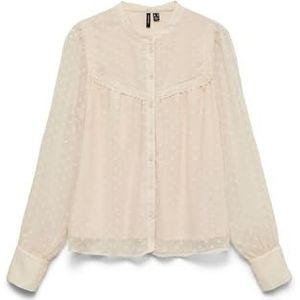 Vmleah - Overhemd - Lange Mouwen - Chinese Boord - Loose Fit - Kanten Detail