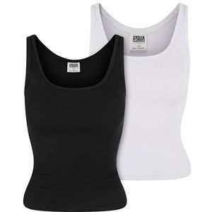 Urban Classics Dames Top Dames Organic Basic Rib Top 2-Pack Zwart+Wit XS, zwart + wit, XS