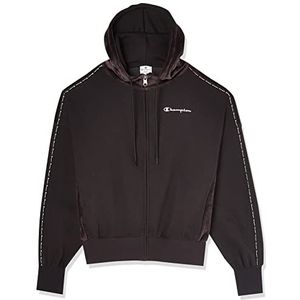 Champion Soft Velour Full Zip sweatshirt met capuchon voor dames, zwart., XXL